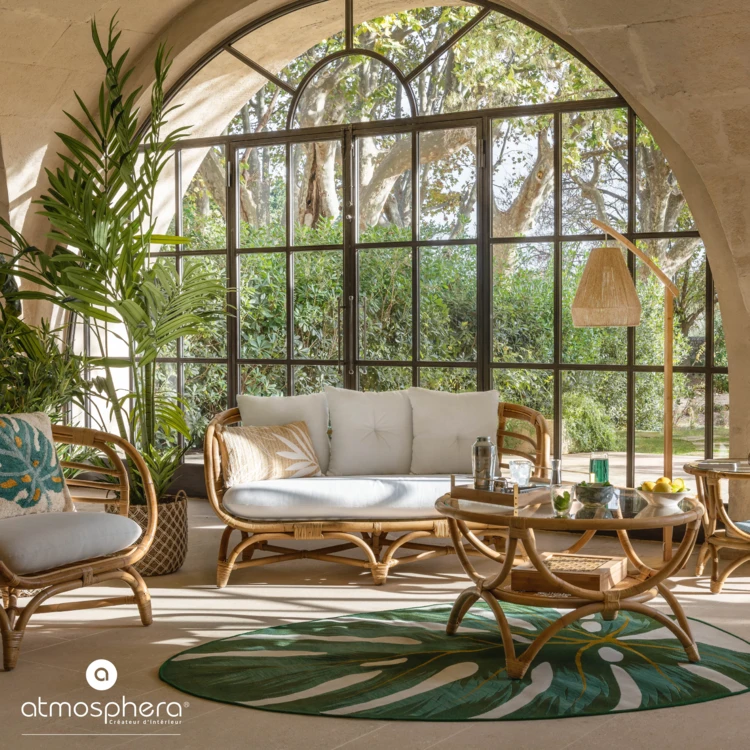 Banco de ratán de 2 plazas