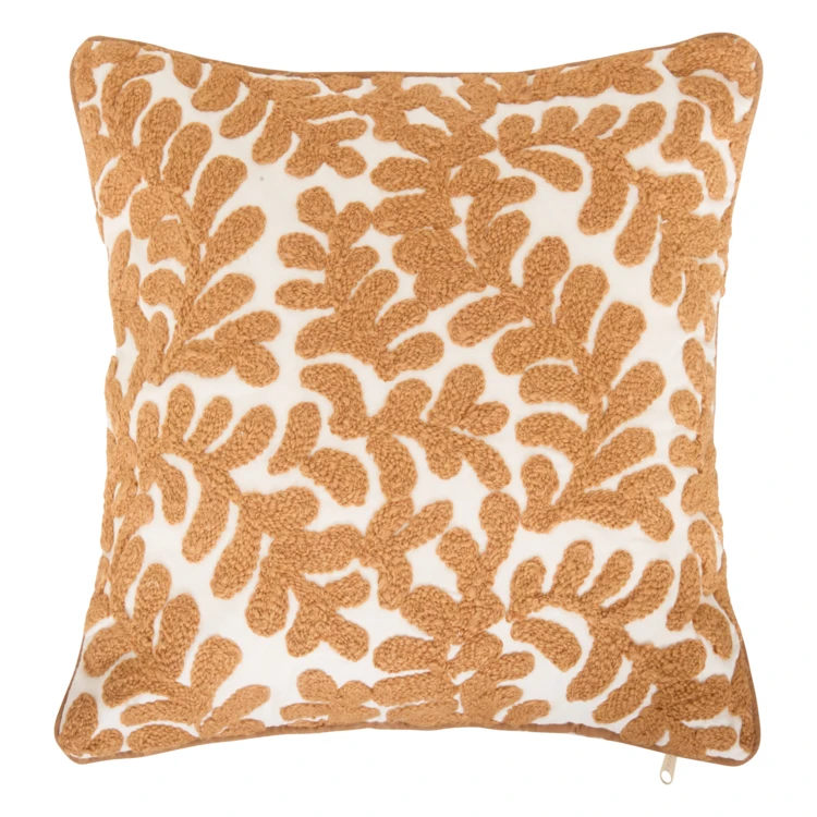 Housse de coussin en coton motif végétal