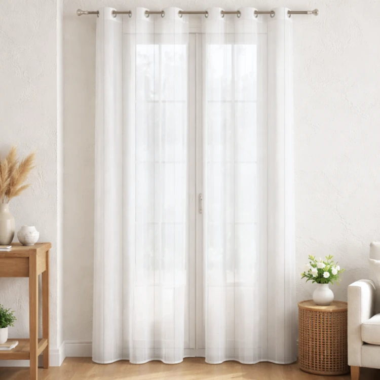 Voilage  léger à fines rayures argentées