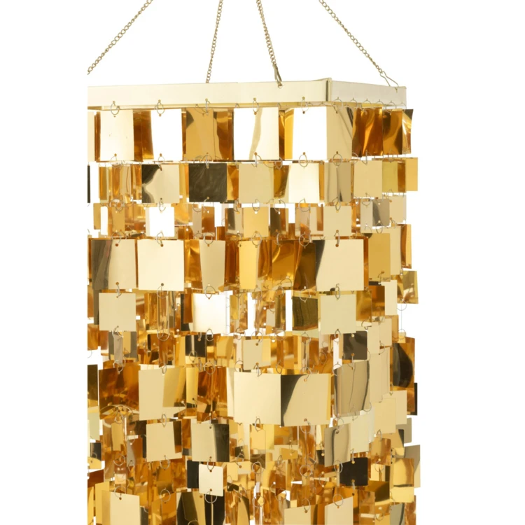 ABAT-JOUR CHANDELIER CARRÉ PVC DORÉ LARGE