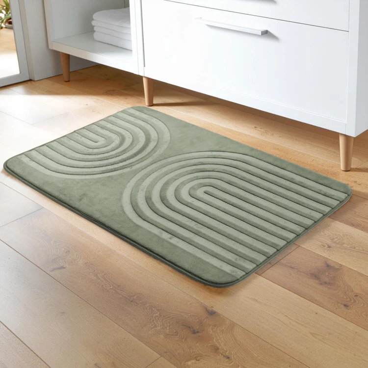 Tapis de bain antidérapant en microfibre à relief graphique