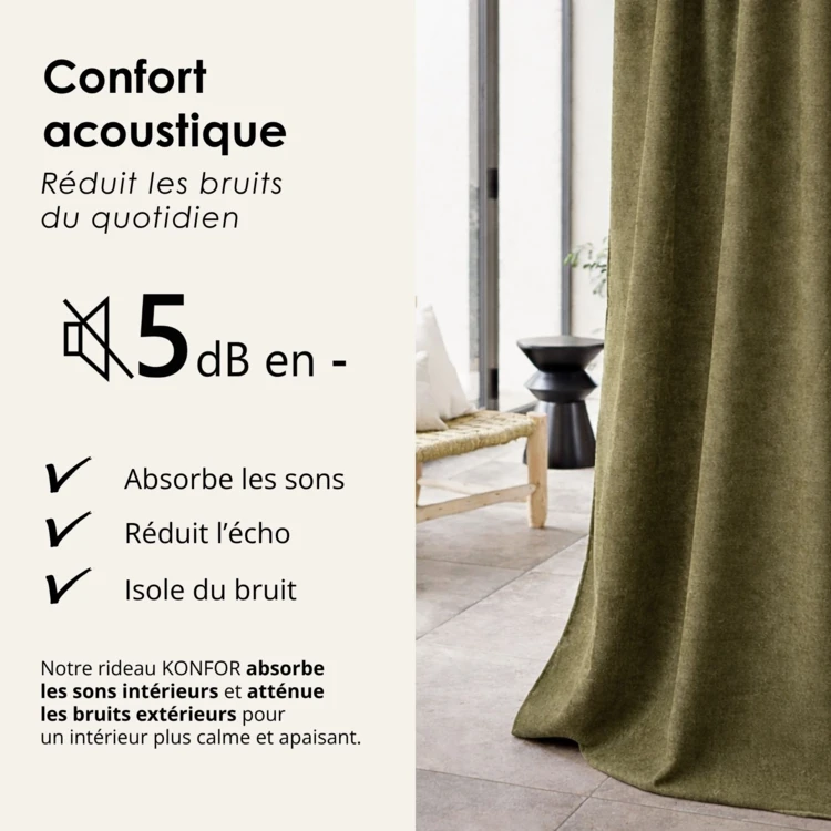 Rideau thermique phonique et semi occultant KONFOR