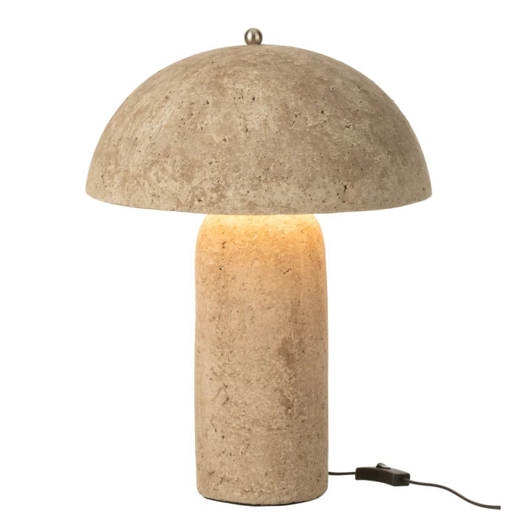 Lampe à poser forme champignon en papier mâché