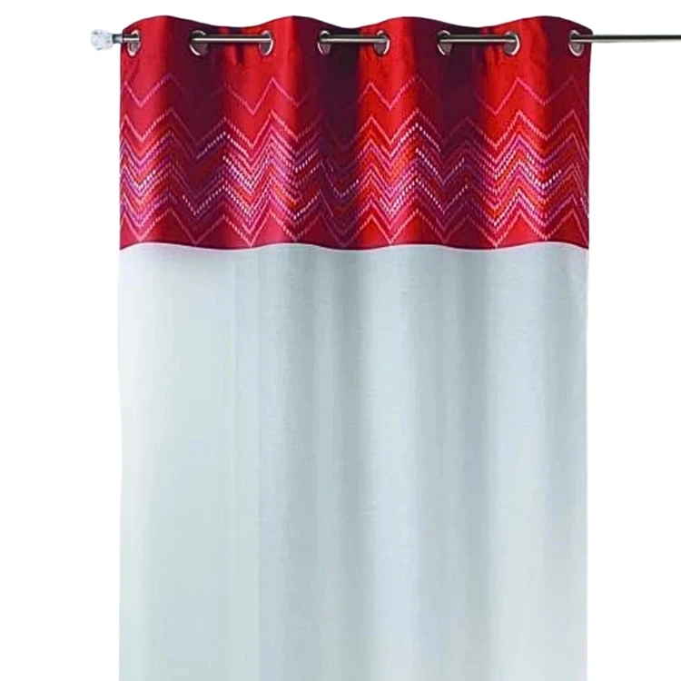 Voilage en jacquard avec parement haut "chevron"