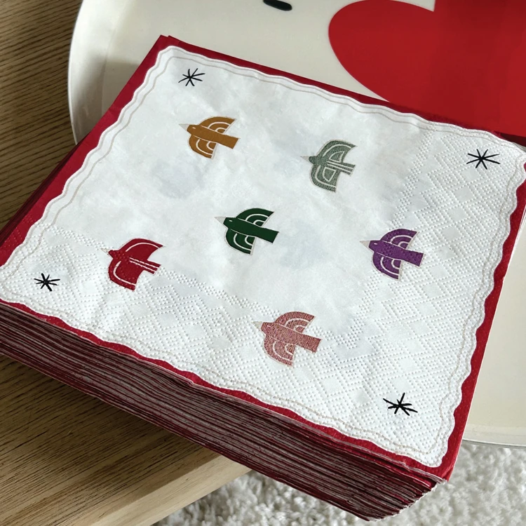 Lot de 20 serviettes en papier motif oiseau