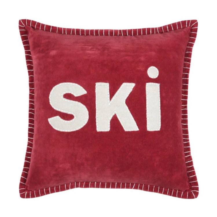 Quadratisches Kissen "SKI" aus Samt