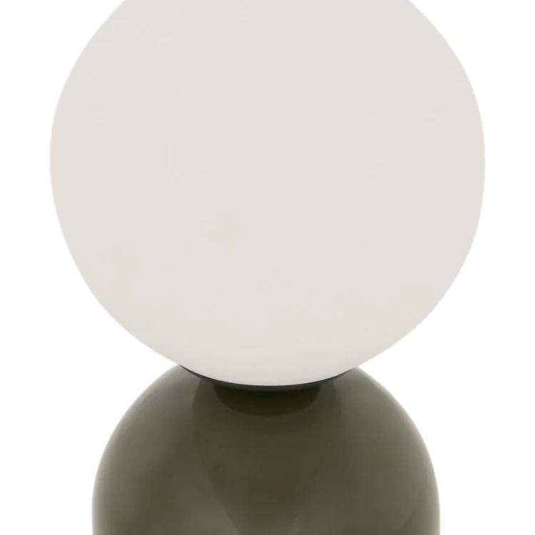 Lampe à poser avec globe opalin et base en acier