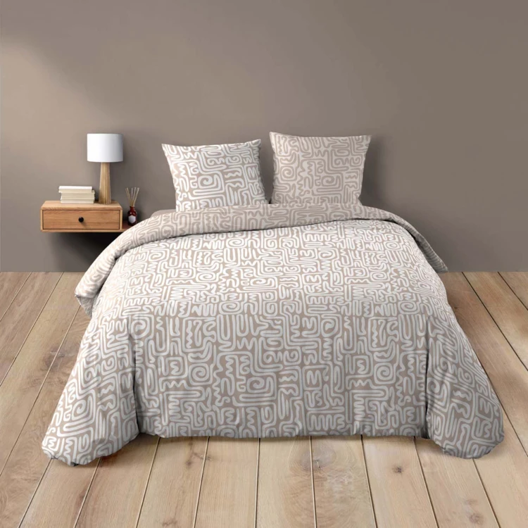 Parure de lit 3 pièces en coton à motif géométrique housse + taies