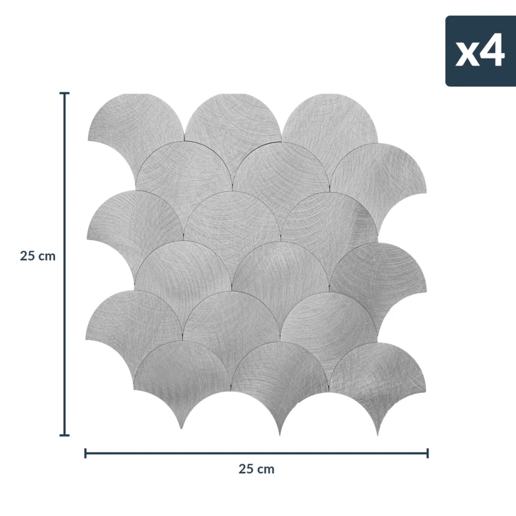 Crédence adhésive murale 3D effet écailles 4 pièces