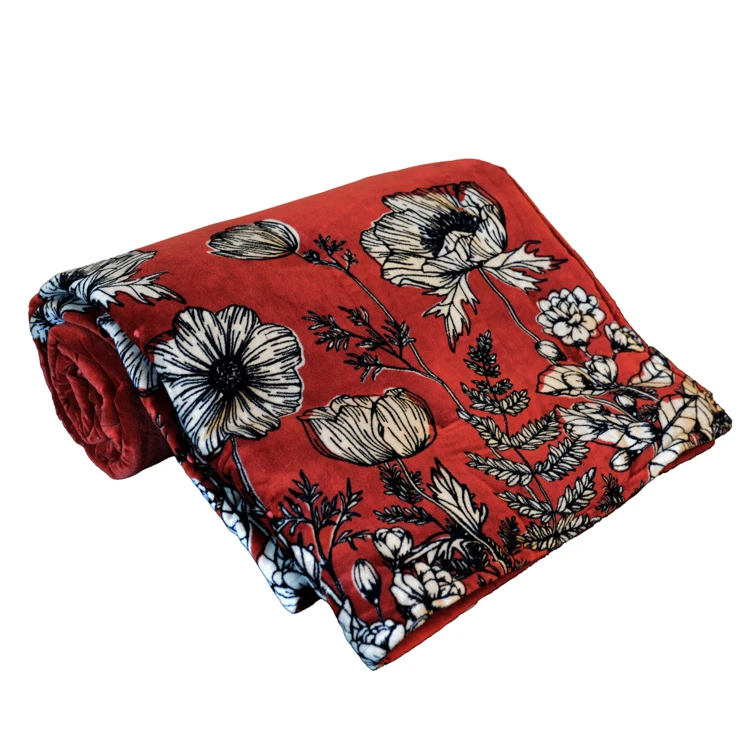 Edredon velours fleuri avec garniture