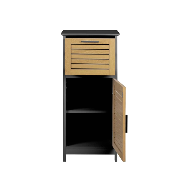 Meuble bas de salle de bain avec porte à lames et rangement