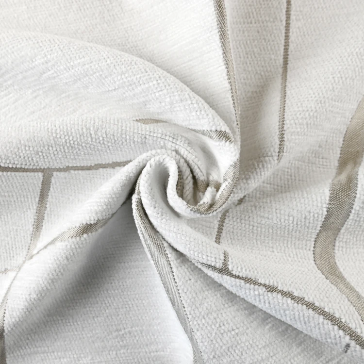 Rideau jacquard chenille motif géométrique tamisant