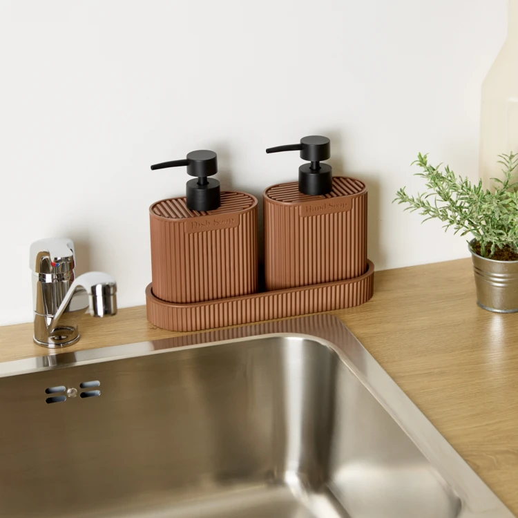 Lot de 2 distributeurs de savon avec plateau
