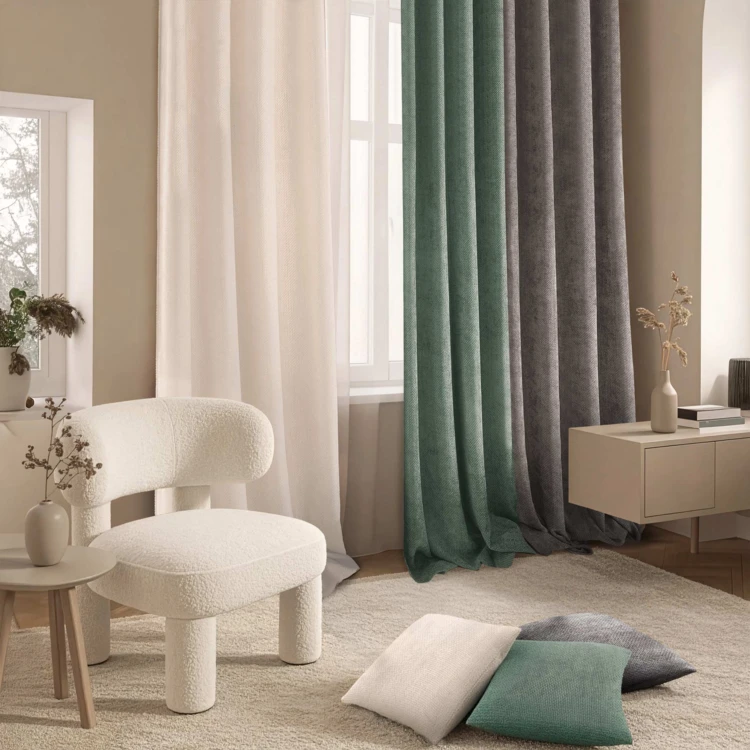 Rideau à œillets en velours chenille