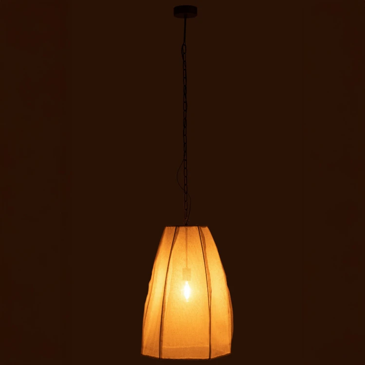 Suspension cloche en lin et fer