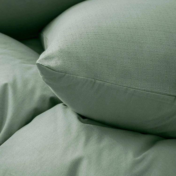 Parure de lit 3 pièces en coton relief uni housse + taies