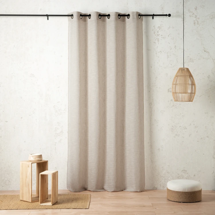 Voilage poly-lin à relief flammé avec œillets