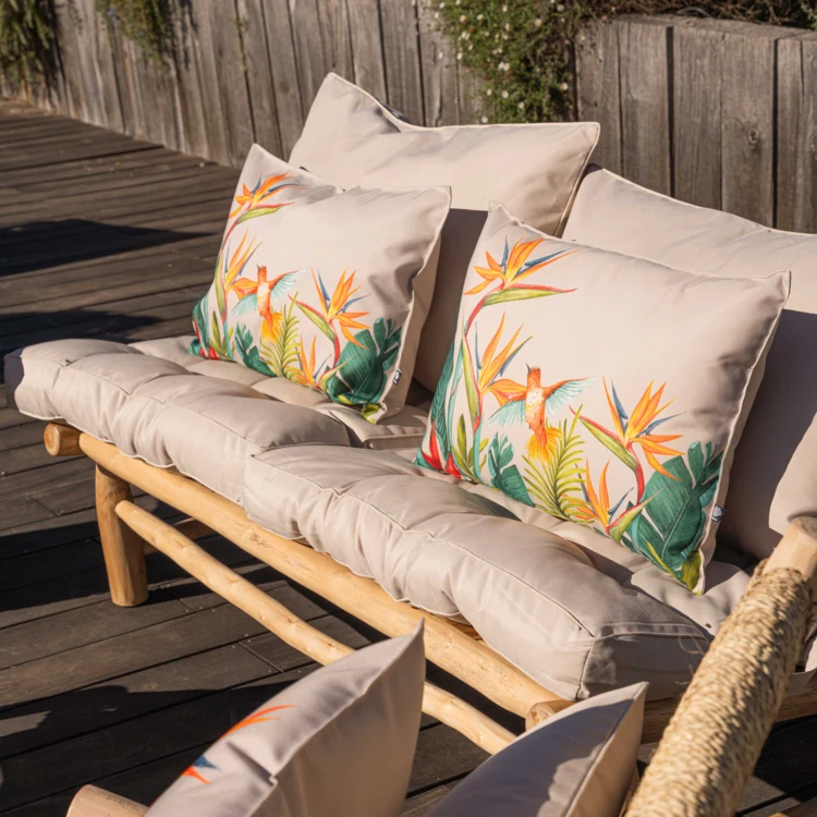 Coussin extérieur décoratif à motif exotique
