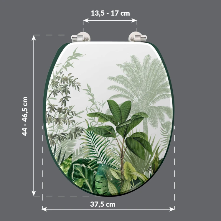 Abattant WC  imprimé tropical avec charnières métal