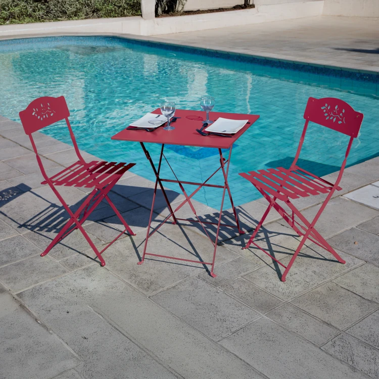Table carrée de jardin pliante en acier
