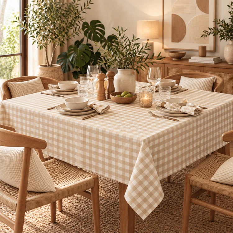 Quadratische Tischdecke aus Vichy-Baumwolle