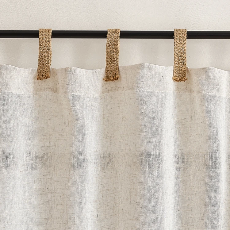 Rideau en tissu polylin à pattes en jute