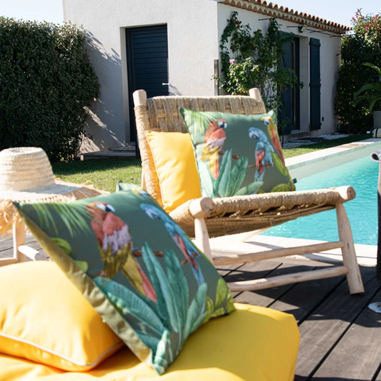Outdoor-Kissen mit Papageien-Print