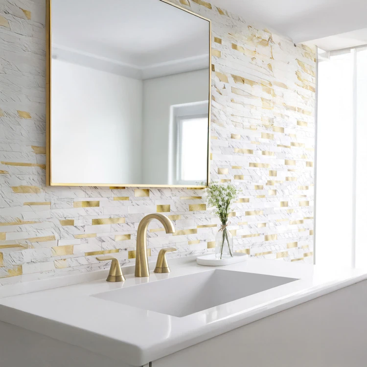 Crédence adhésive murale 3D motif lamelles 4 pièces