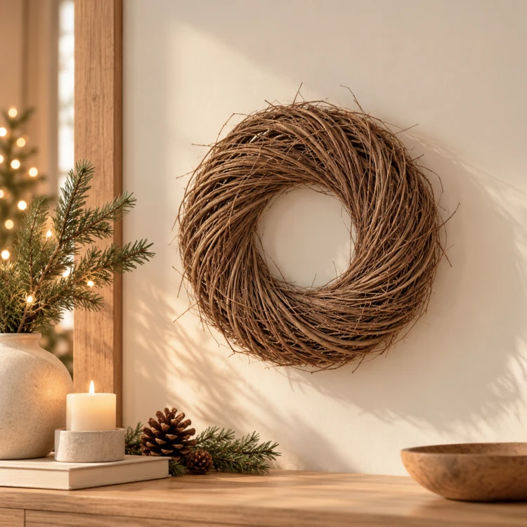 COURONNE ROND BRINDILLE SAULE NATUREL MEDIUM