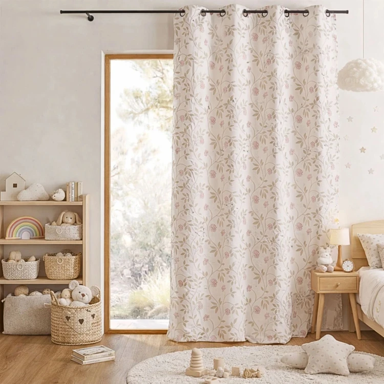 Rideau jacquard polycoton motifs végétaux