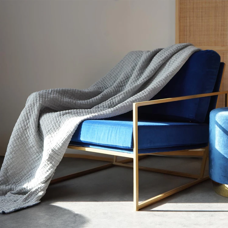 Plaid en coton lavé matelassé boutis