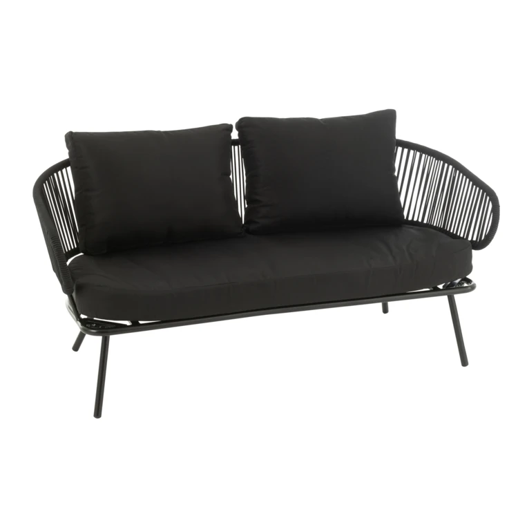 Ensemble 3 pièces en métal et rotin extérieur