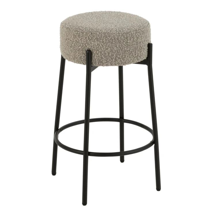 Taburete de bar de tejido bouclé y metal