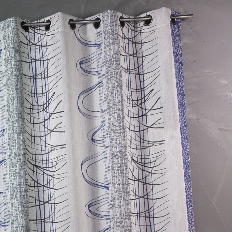 Rideau en jacquard à rayures verticales aux imprimés graphiques