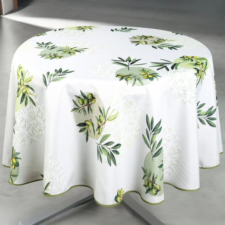 Nappe anti-tâche ronde motif olive