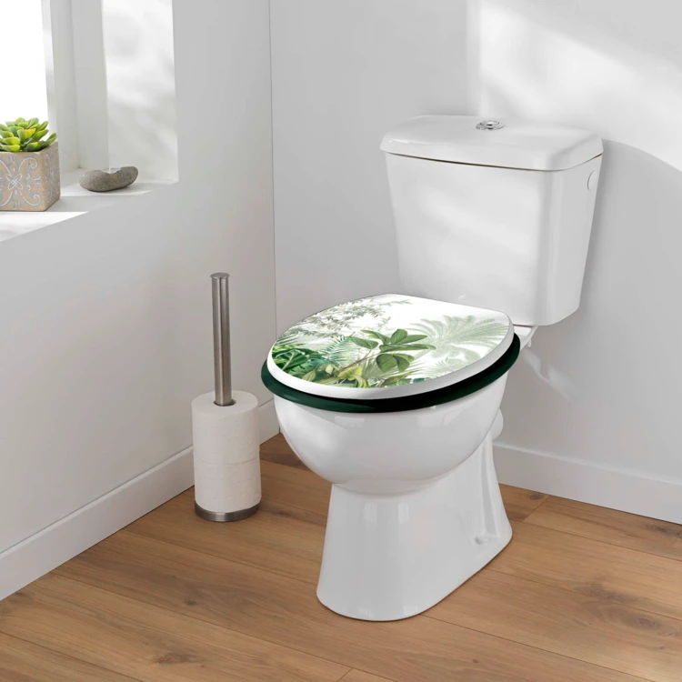 Abattant WC  imprimé tropical avec charnières métal