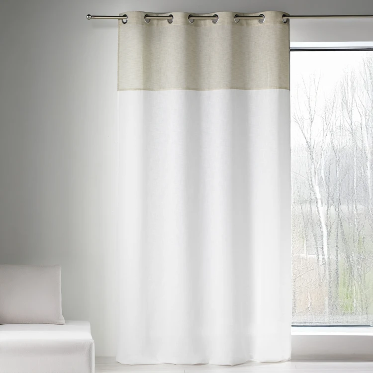Voilage blanc effet lin bi-ton tamisant