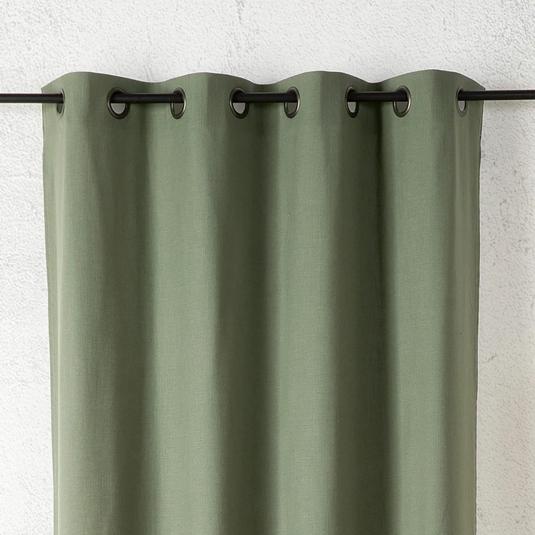 Rideau aspect lin à oeillets