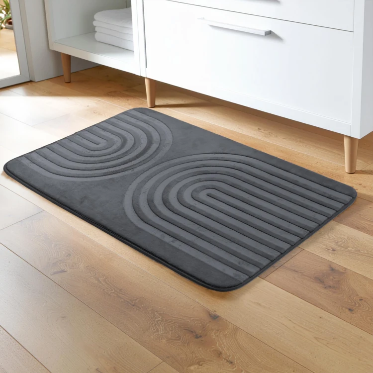 Tapis de bain antidérapant en microfibre à relief graphique