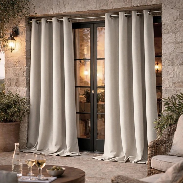 Rideau d'extérieur en tissu déperlant