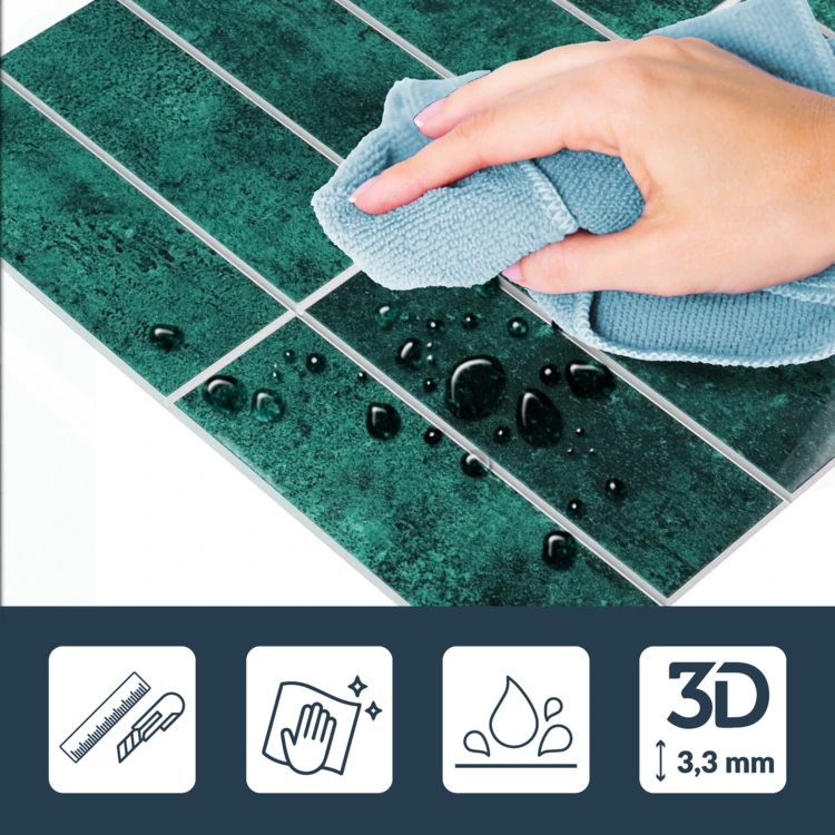 Crédence adhésive murale 3D effet carrelage 4 pièces