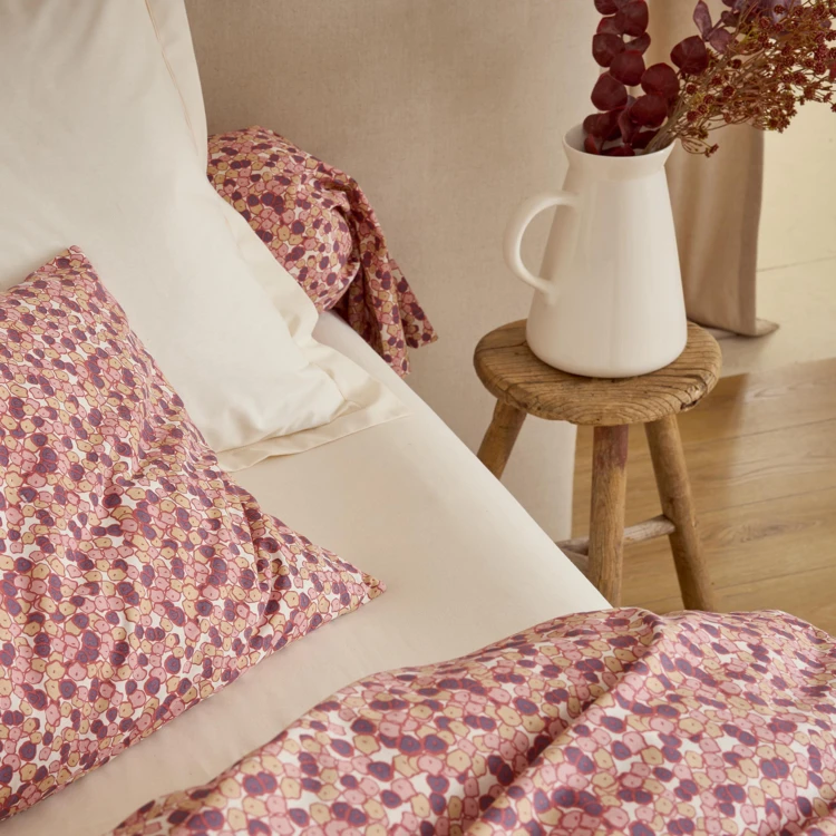 Taie de traversin en coton motif floral