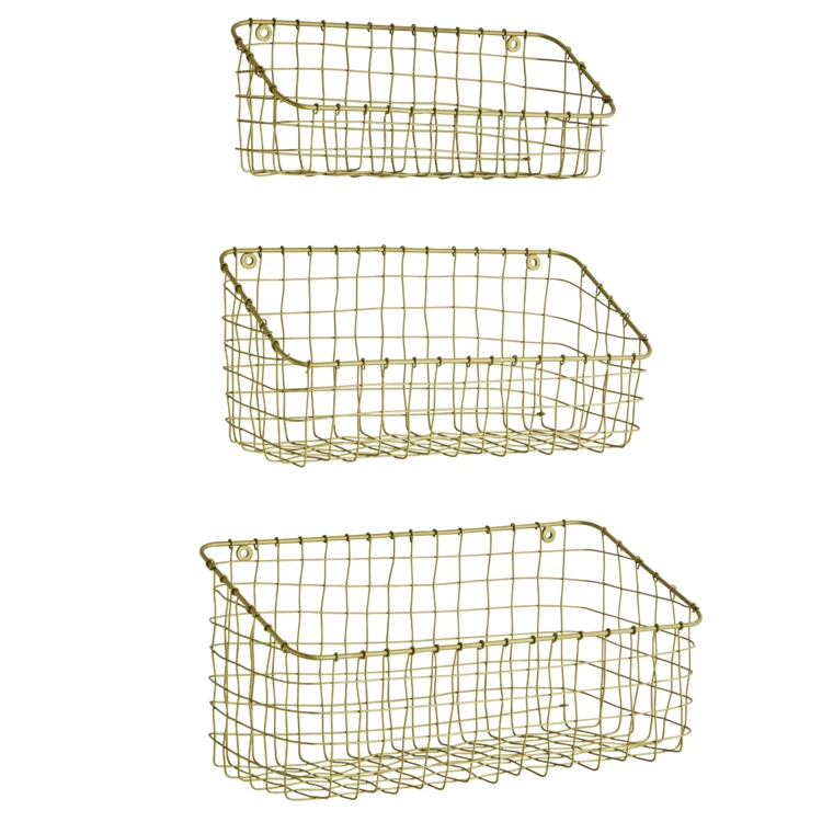 Lot de 3 paniers muraux en fil de fer