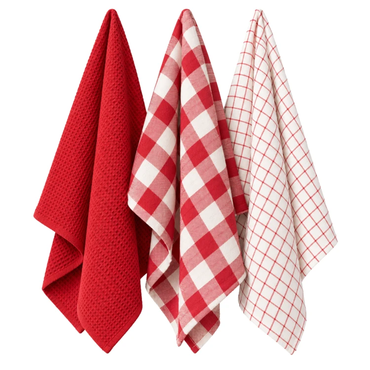 3er-Set Küchentücher mit Vichy-Muster