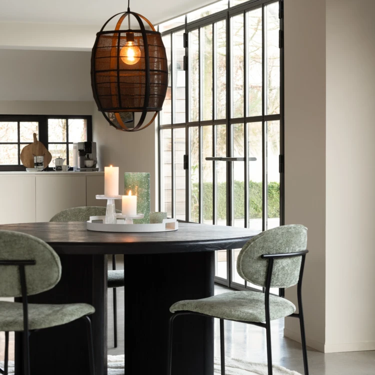 Suspension luminaire en lin et bambou