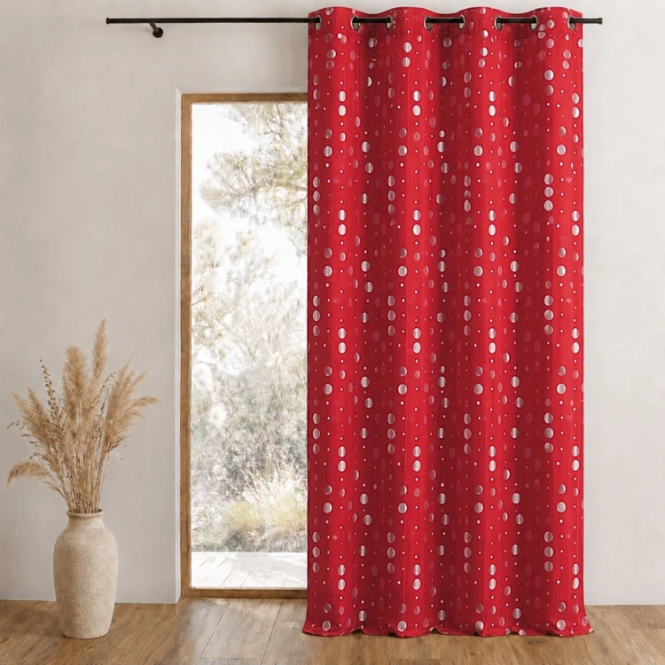 Rideau en jacquard froissé à imprimés "rond"