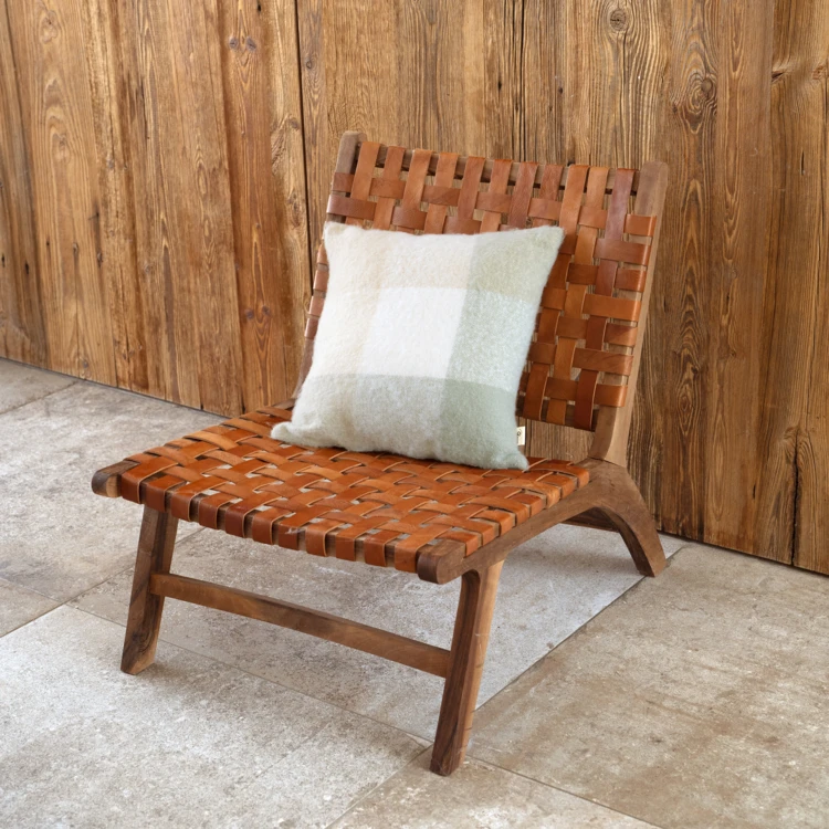 Housse de coussin à carreaux aspect mohair