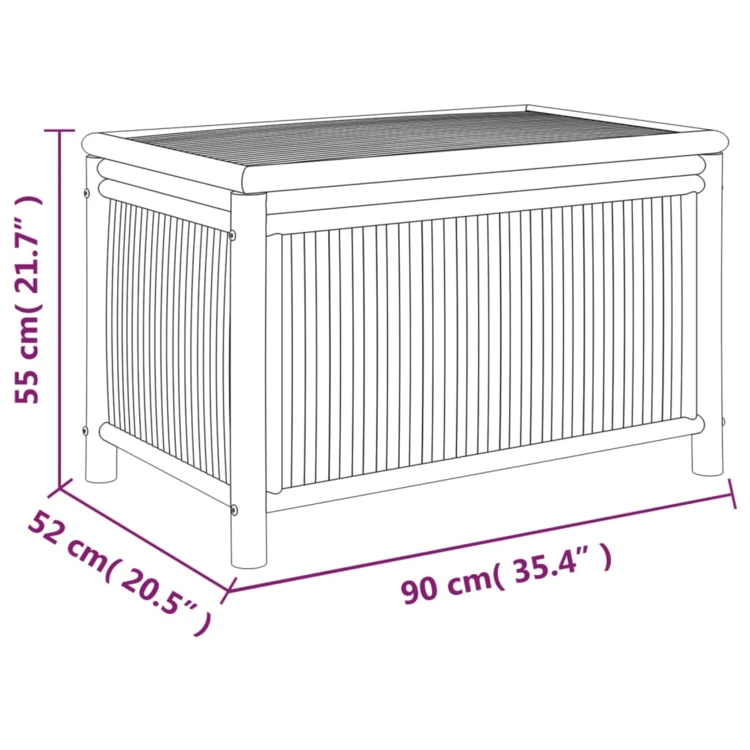 Coffre de rangement de jardin en bambou