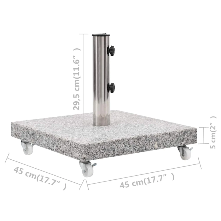 Socle de parasol en granit à roulette