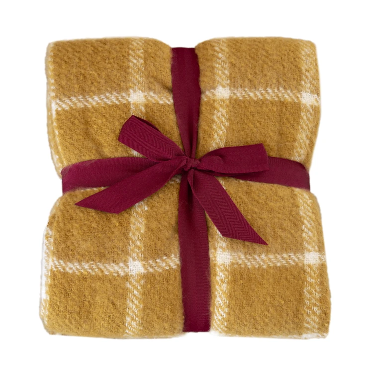 Geruite plaid met mohair-look en franjes